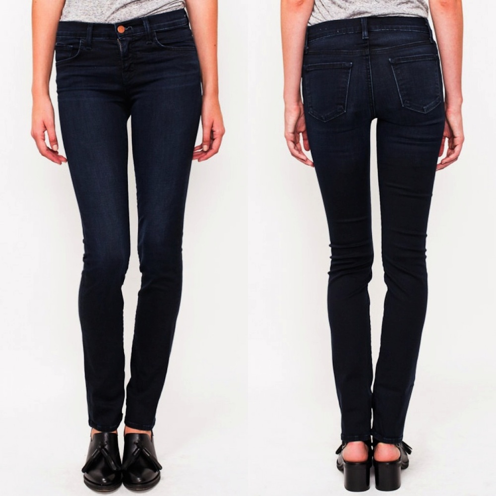 J Brand Mid-Rise Rail Straight Leg Skinny Jeans BN